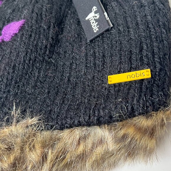 Vintage Nobis Ms. Eve Knit Beanie Faux Fux Ear Flap Aviator Hat Pilot Cap main image 5